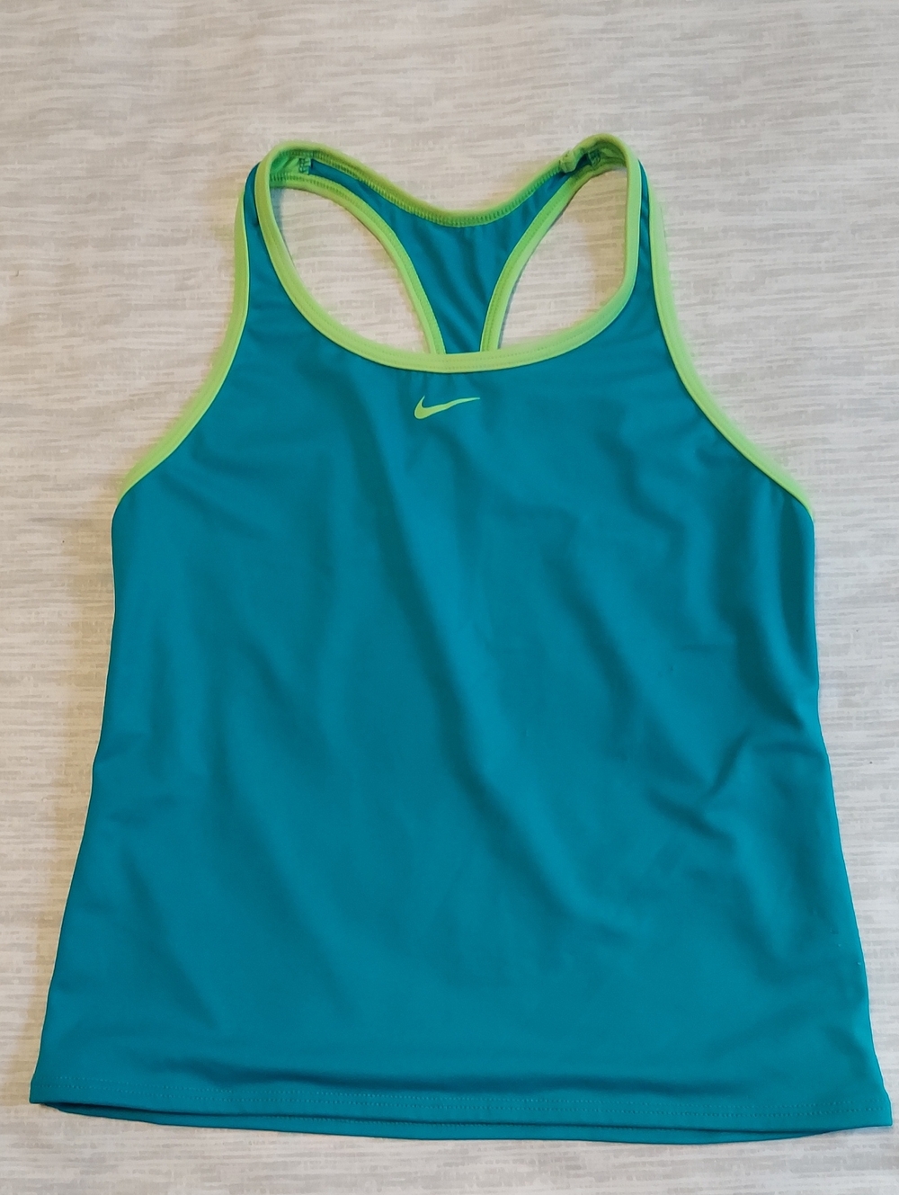 Nike Size 14 Girl Teal Racerback Tankini with Lime Trim